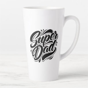 Caneca De Café Latte Super Pai Herói Tipografia Design-67888