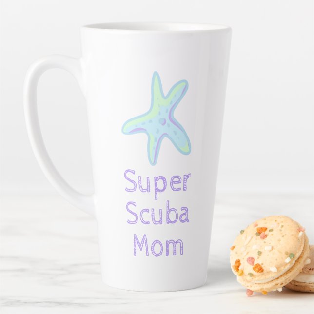 Caneca De Café Latte Super Scuba Mãe Starfish Latte Mug (In Situ)