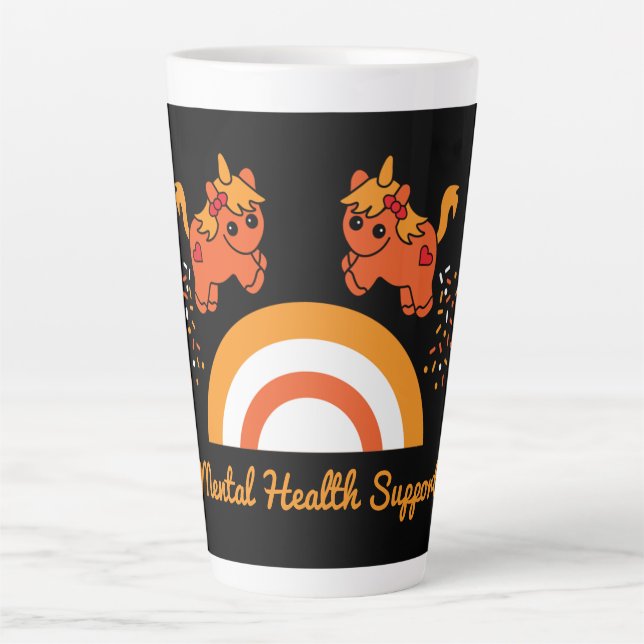 Caneca De Café Latte Suporte a Meninas Saúde Mental Consciência Grande  (Frente)