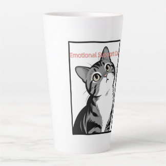 Caneca De Café Latte Suporte Emocional a Gata Cerâmica Alta