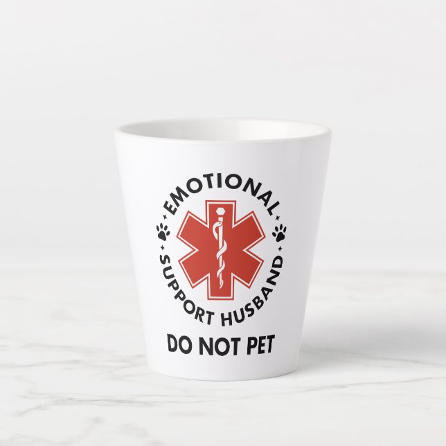 Caneca De Café Latte Suporte Emocional Marido Não Pet (Frente)