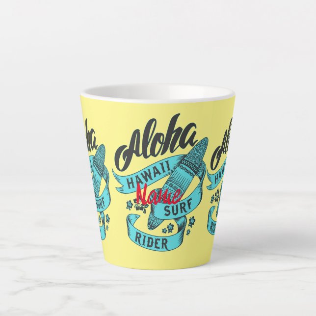 Caneca De Café Latte Surf Aloha Hawaii Rider Thunder_Cove (Frente)