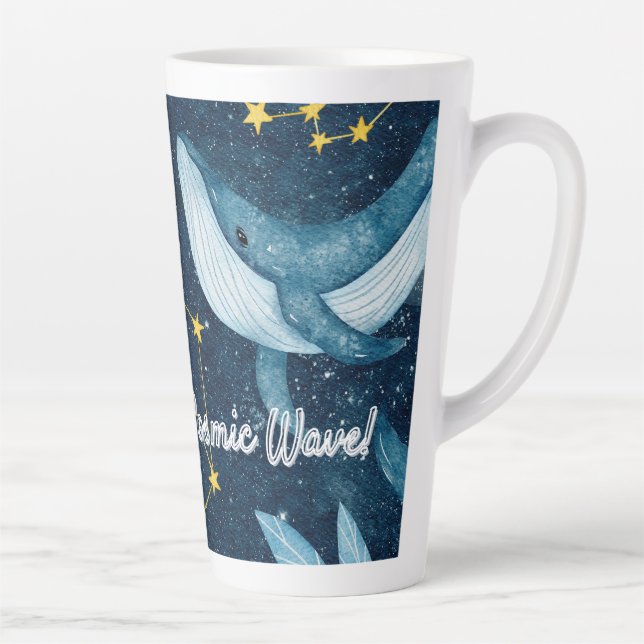 Caneca De Café Latte Surf de baleias Ondas Cósmicas Constelação Azul De (Direita)