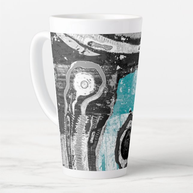 Caneca De Café Latte Surface Current – Abstract Flow & Structure Combo  (Ângulo esquerdo)
