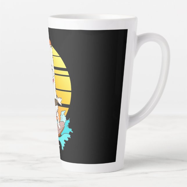 Caneca De Café Latte Surfing Sushi (Direita)