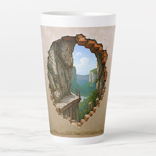Caneca De Café Latte Surreal Mountain View (Frente)