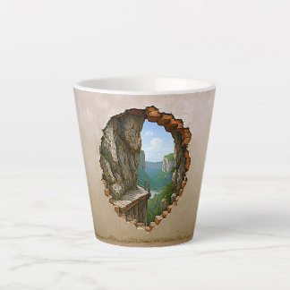 Caneca De Café Latte Surreal Mountain Window