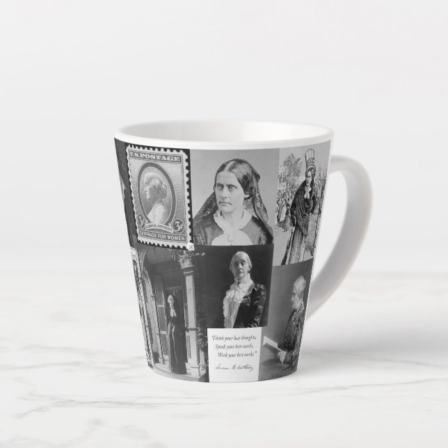 Caneca De Café Latte Susan B Anthony Sufrage Collage Feminista (Ângulo direito)