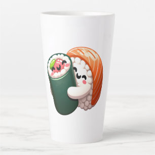 Caneca De Café Latte Sushi Hug Art sorridente para Comidas amantes
