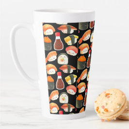 Caneca De Café Latte Sushi japonês bonito