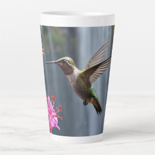 Caneca De Café Latte "Sussuros da Natureza: Hummingbird, Cascata