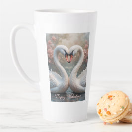 Caneca De Café Latte Swan Love Valentine Elegant Romantic Bird 