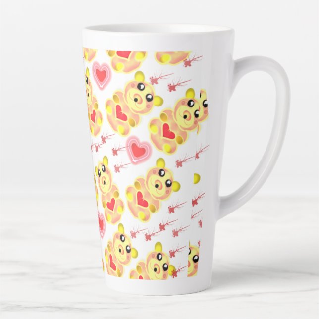 Caneca De Café Latte Sweet Heart Bear Nursery Pattern (Direita)