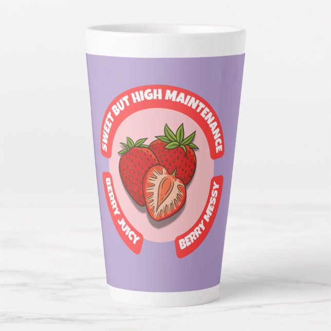 Caneca De Café Latte Sweet Juicy Strawberries Summer Fruit  (Frente)