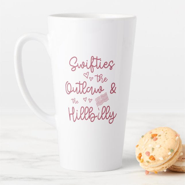 Caneca De Café Latte Swifties para Trump MAGA 24, Swifty Loves Trump (In Situ)