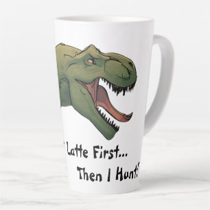 Caneca De Café Latte T-Rex Dinossaur Coffee ou Chai Primeiro Depois Eu 