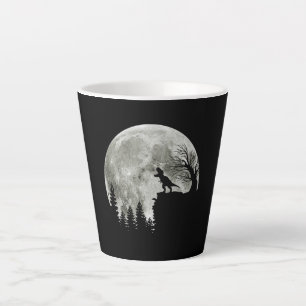 Caneca De Café Latte T Rex Em Pé Na Lua Da Montanha Halloween