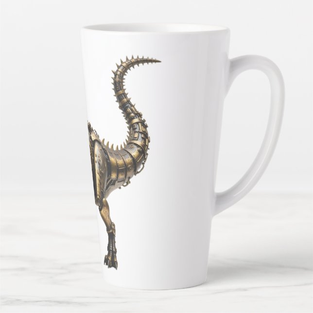 Caneca De Café Latte T-Rex Mech Steampunk – Fera Dino de Latão (Direita)