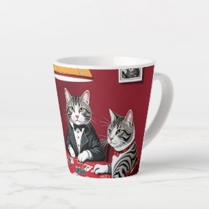 Caneca De Café Latte Tabby Cats Reproduzindo Poker