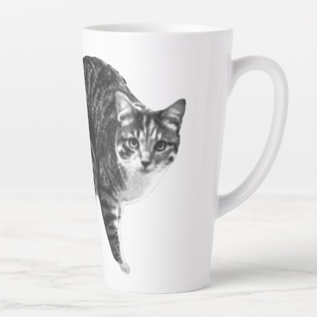 Caneca De Café Latte Tabby Glow by Winter Window (Direita)