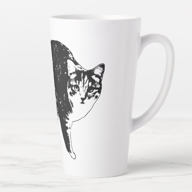 Caneca De Café Latte Tabby Under Holiday Lights (Direita)