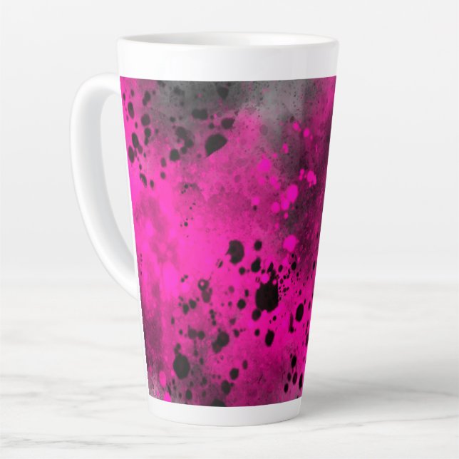 Caneca De Café Latte Tabuleiro de Tinta Rosa Retroativo (Ângulo esquerdo)
