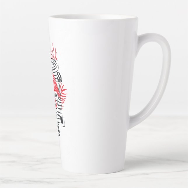 Caneca De Café Latte Taça com imagem de flamingo vermelho (Direita)