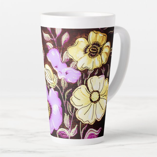 Caneca De Café Latte Taça Floral de outono (Ângulo direito)