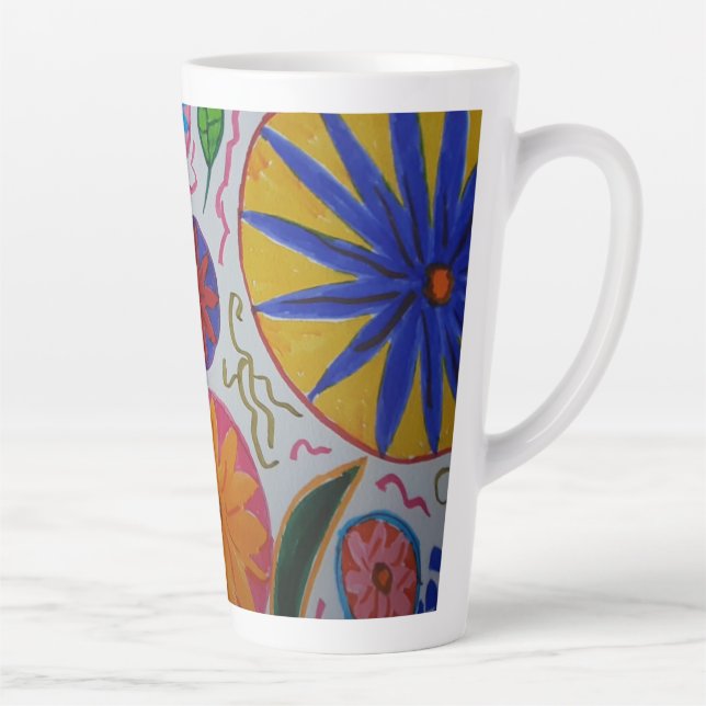 Caneca De Café Latte Taça Floral Moderna (Direita)