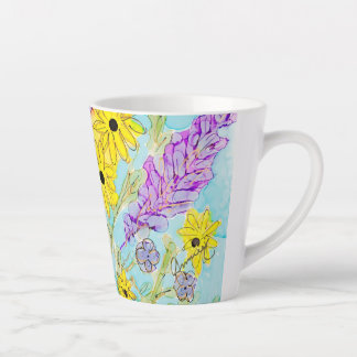 Caneca De Café Latte Taça Latte de Amplitude Violeta e Amarela