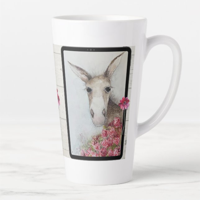 Caneca De Café Latte Taça Latte de Burro de Aquarela (Direita)