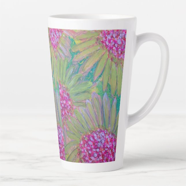 Caneca De Café Latte Taça Latte de Flores Grandes (Direita)