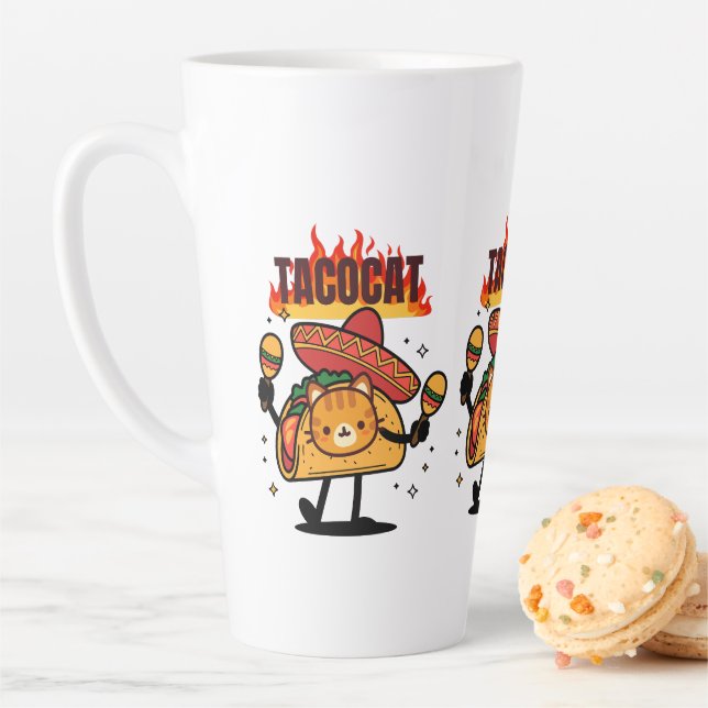 Caneca De Café Latte Tacocat Escrito ao Contrário é Tacocat (In Situ)