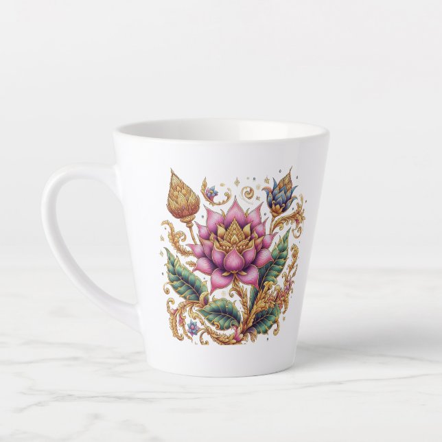 Caneca De Café Latte Tailandês Motif Flower (Esquerda)