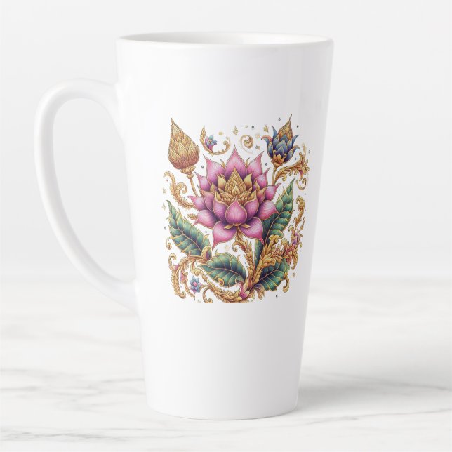 Caneca De Café Latte Tailandês Motif Flower Large (Esquerda)