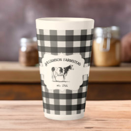 Caneca De Café Latte Tampão preto de Fazenda de Xadrez de búfalo