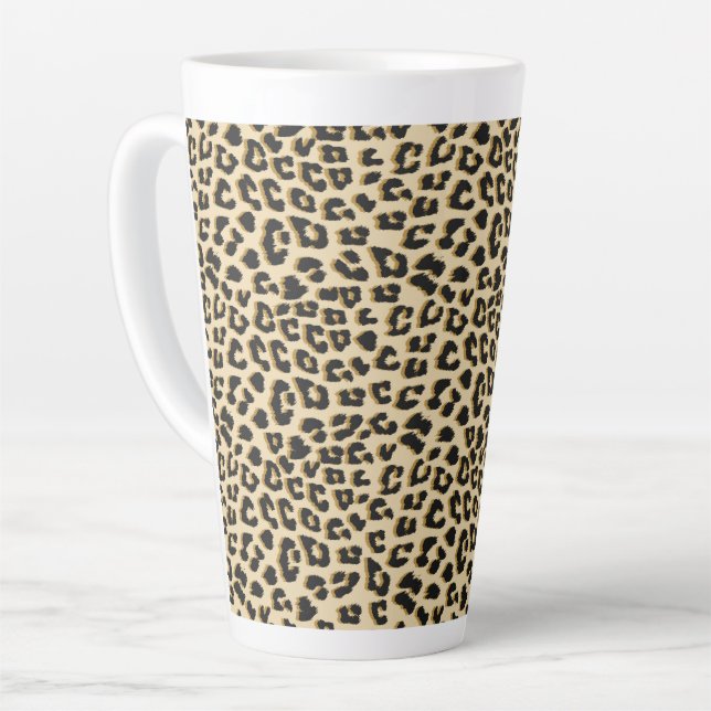 Caneca De Café Latte Tan Leopard Print (Ângulo esquerdo)