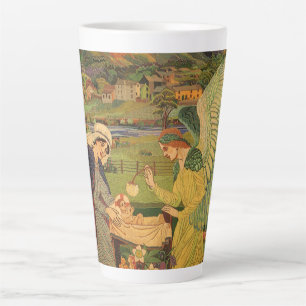 Caneca De Café Latte Tapeçaria Religiosa Vintage com o Menino Jesus Cri