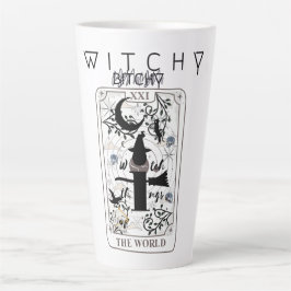 Caneca De Café Latte Tarotcard bruxa-bruxa-bruxa-bruxa-negra
