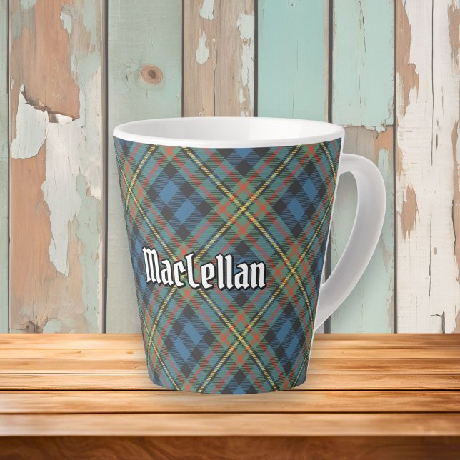 Caneca De Café Latte Tartan Antigo do Clã MacLellan (Criador carregado)