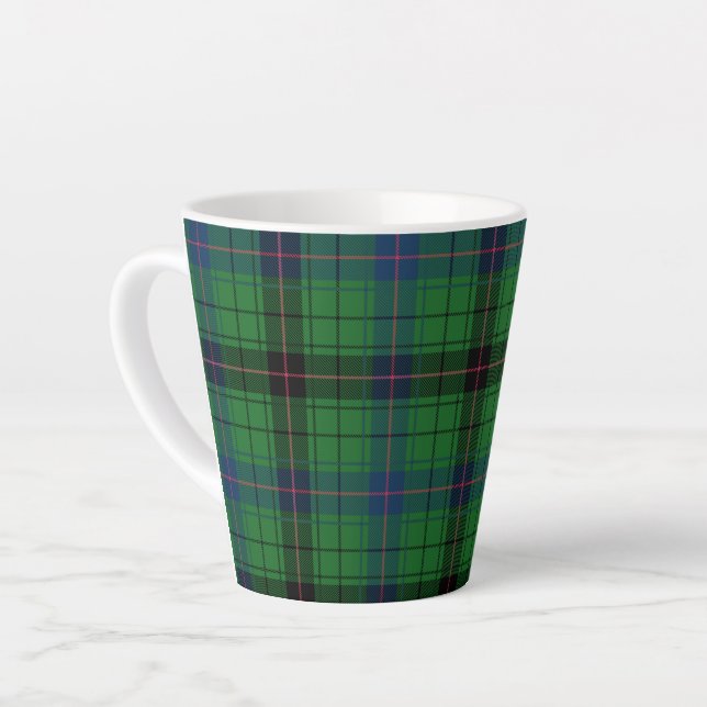 Caneca De Café Latte Tartan Davidson Xadrez Russo Negro Verde (Ângulo esquerdo)
