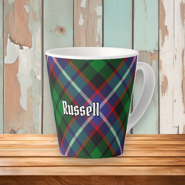 Caneca De Café Latte Tartan do Clã Russell (Criador carregado)