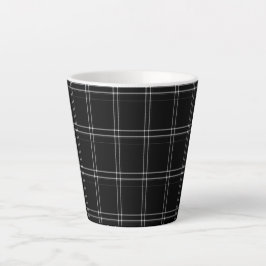 Caneca De Café Latte Tartan Preto e Branco