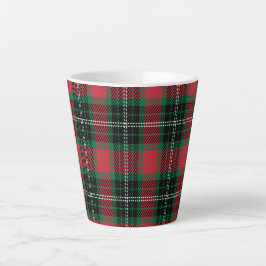 Caneca De Café Latte Tartan Verde e Vermelho