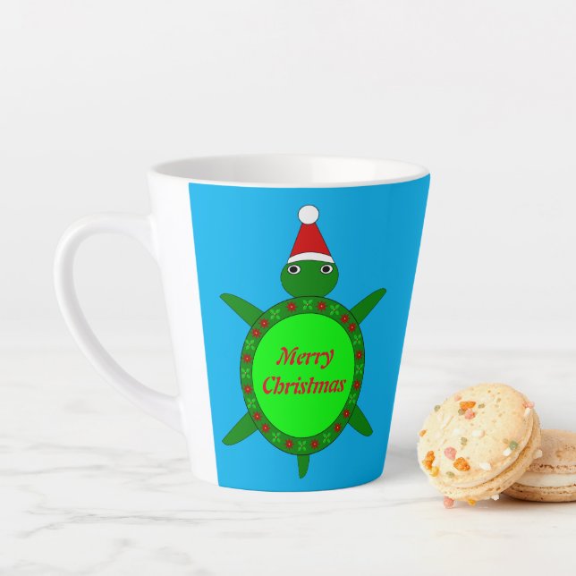 Caneca De Café Latte Tartaruga-de-Natal giro com casca de flores person (In Situ)