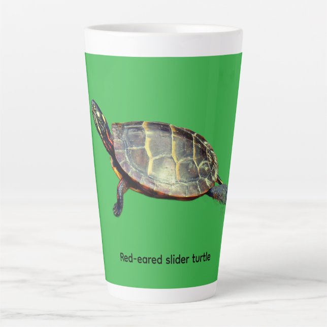 Caneca De Café Latte Tartaruga de orelha vermelha (Frente)