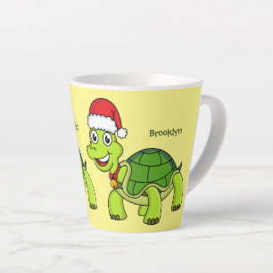 Caneca De Café Latte Tartaruga feliz bonita vestindo chapéu de Papai N