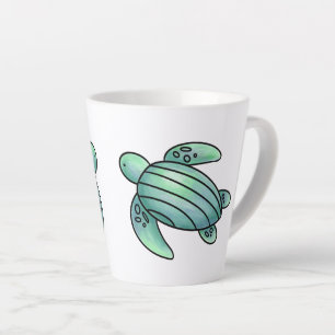 Caneca De Café Latte tartaruga marinha pintada aquarela desenho animado