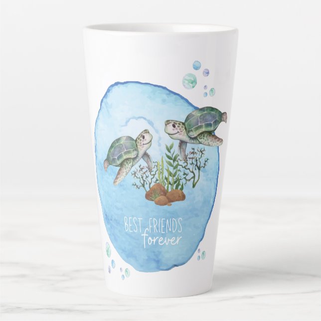 Caneca De Café Latte Tartarugas marinhas BFF - Presentes personalizados (Frente)
