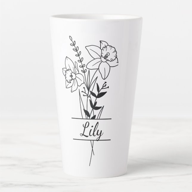 Caneca De Café Latte Tasse Bouquet Fleurs Jonquilles personnalisée  (Frente)